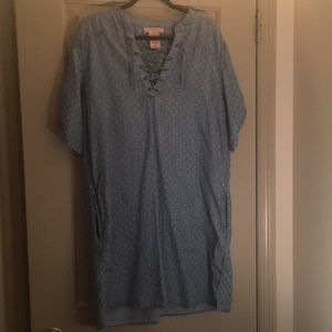 Denim patterned dress